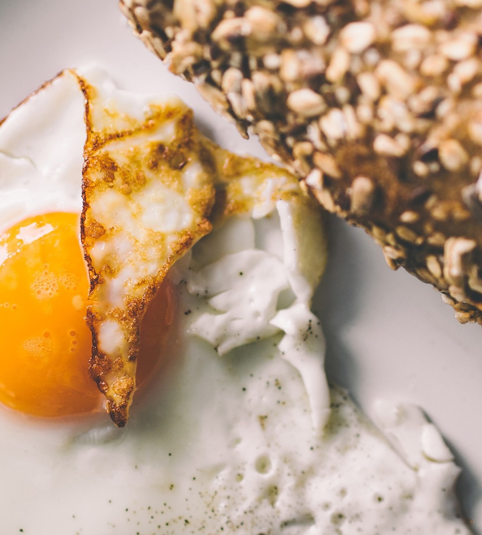 Frühstück mit Spiegelei und Vollkornbrot
